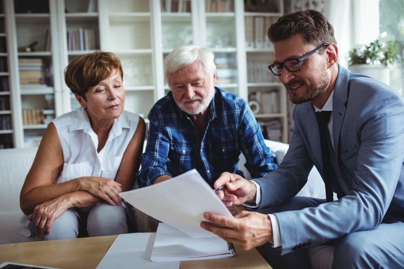 retired couple reviewing life insurance