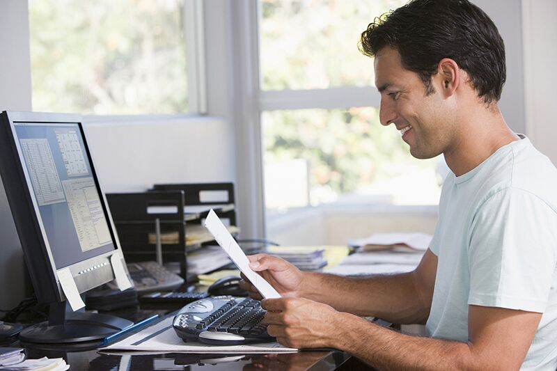 man working from home