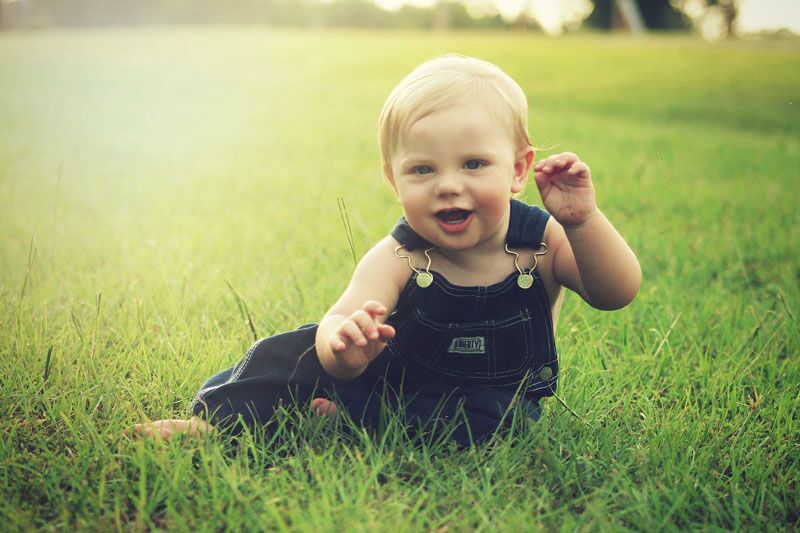 baby in a field