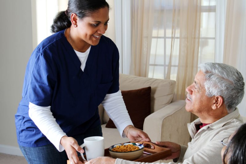 elderly man receiving nursing care